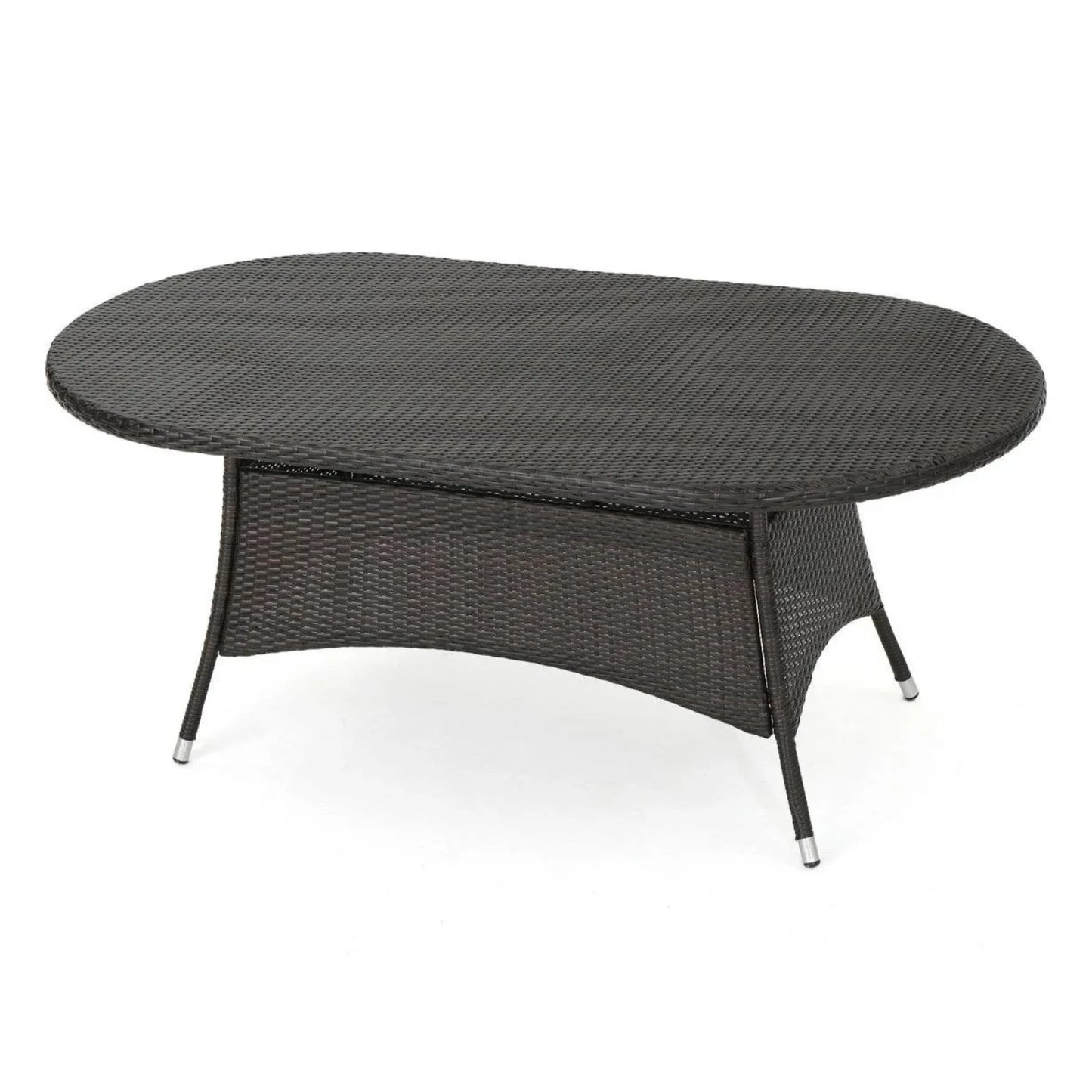 Chitra Outdoor All-Weather Rattan Wicker Round Coffee Table (Dark Brown)