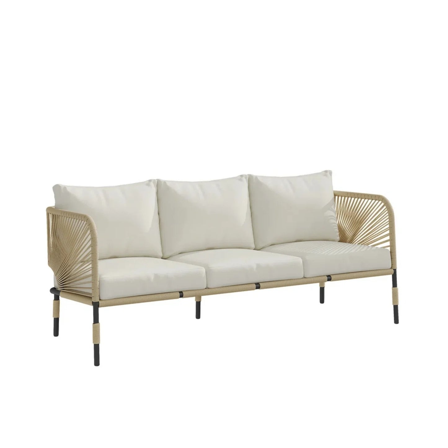 Amoura Outdoor Rope 5-Seater Sofa Set With Glass Top Table