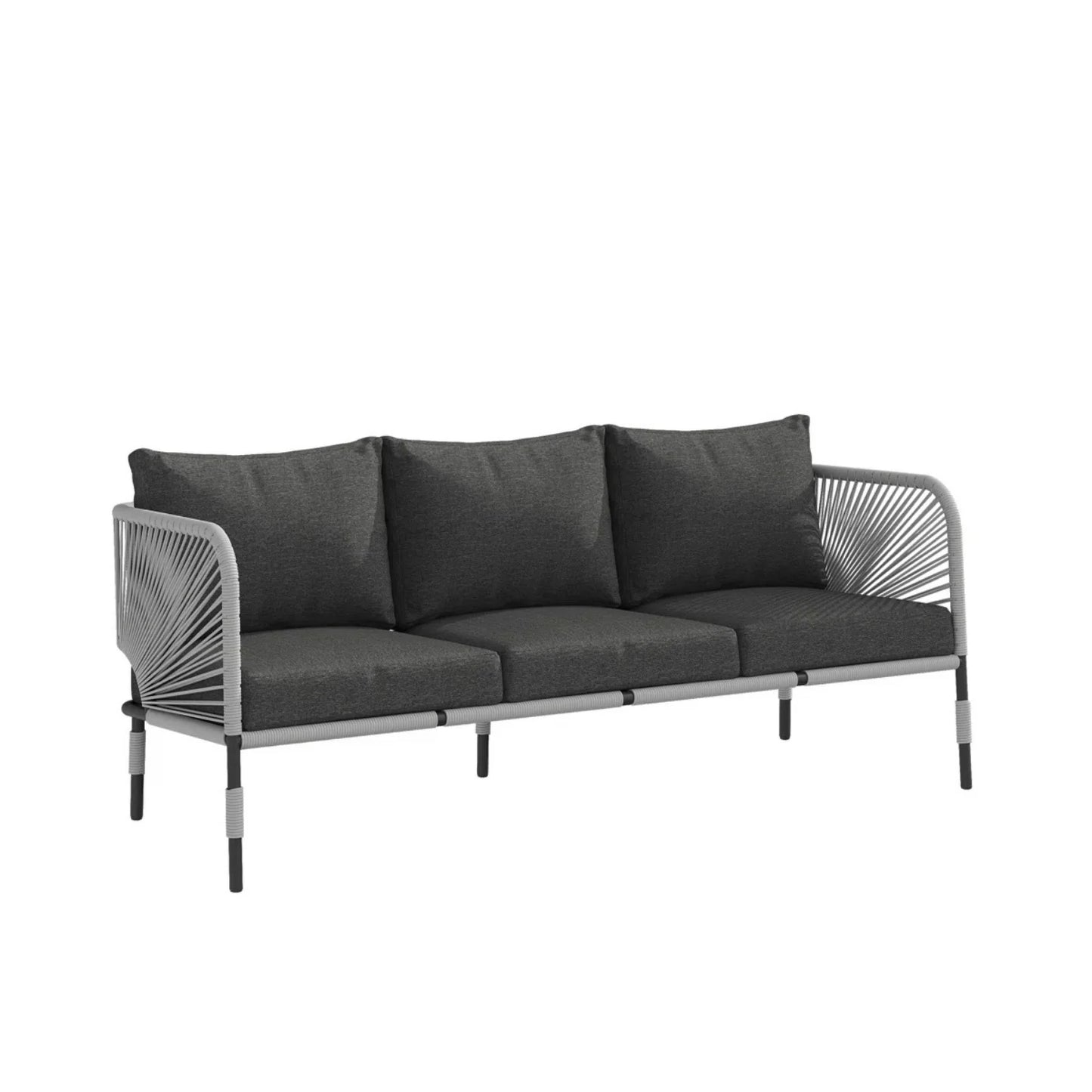 Bellamy Outdoor Rope 5-Seater Sofa Set With Glass Top Table