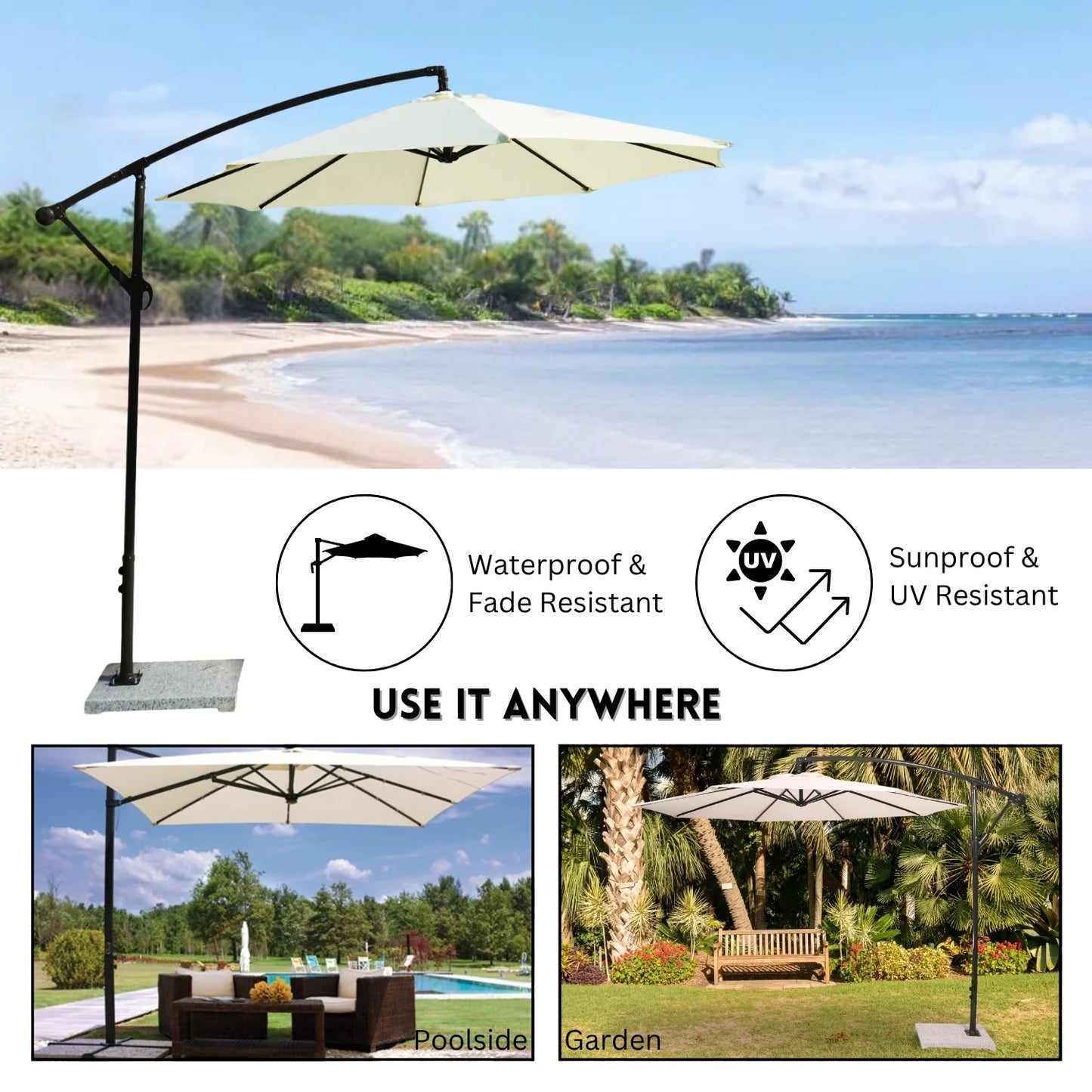 Tinashe 9 Ft Outdoor Offset Cantilever Patio Umbrella with Marble Base