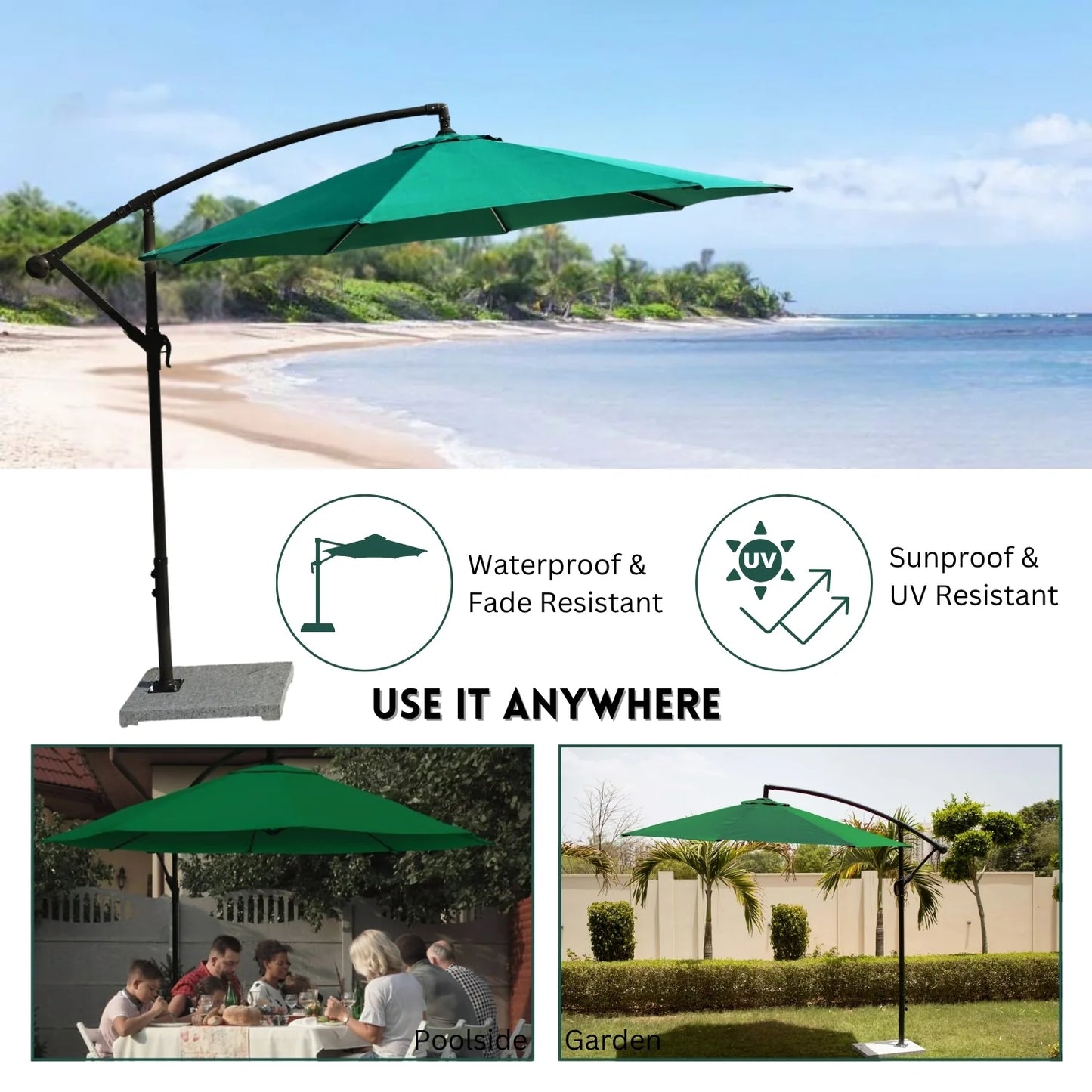 Rutendo 9 Ft Outdoor Offset Cantilever Patio Umbrella with Marble Base