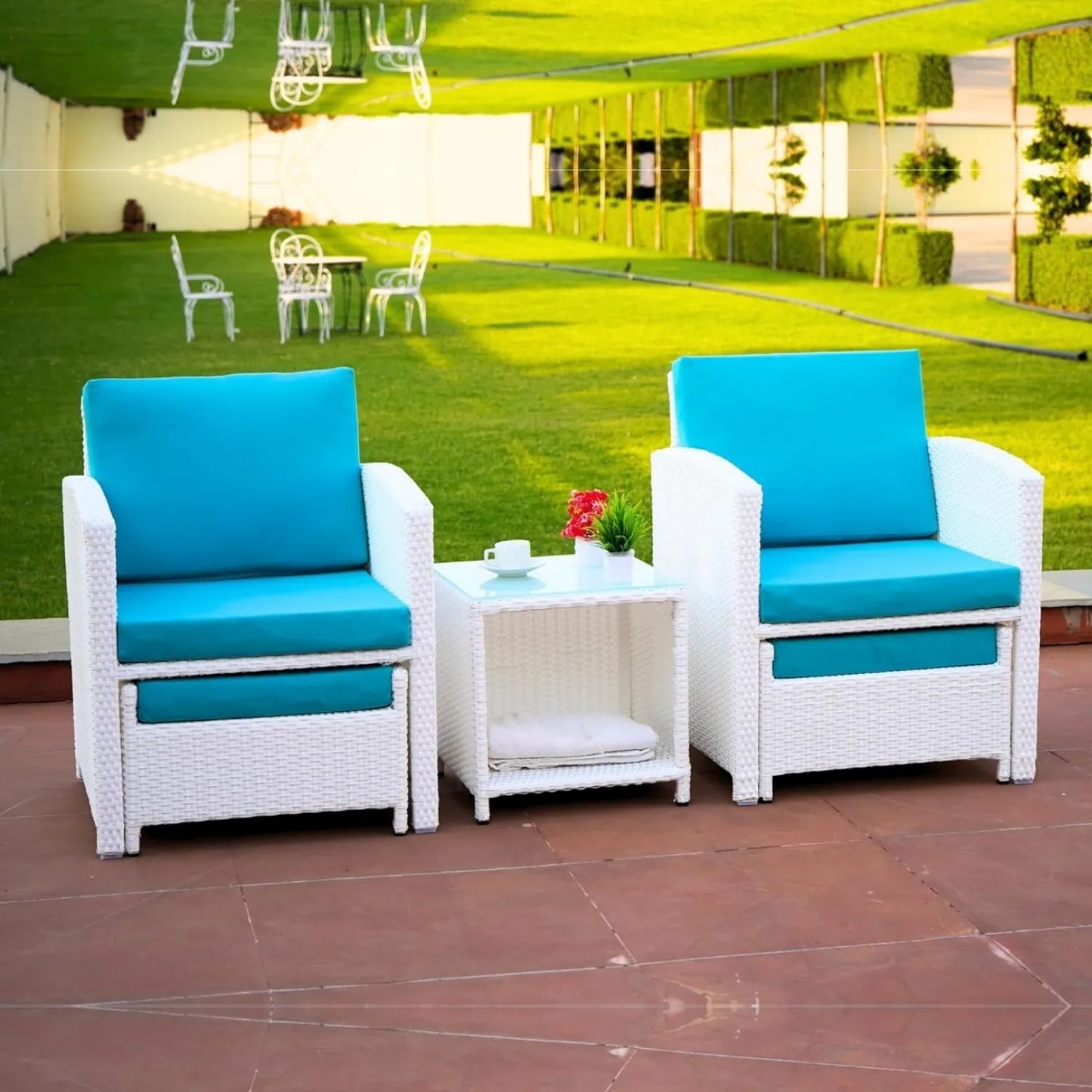 Bhoomika Outdoor 5 Piece Patio Wicker All Weather Sectional Furniture Set
