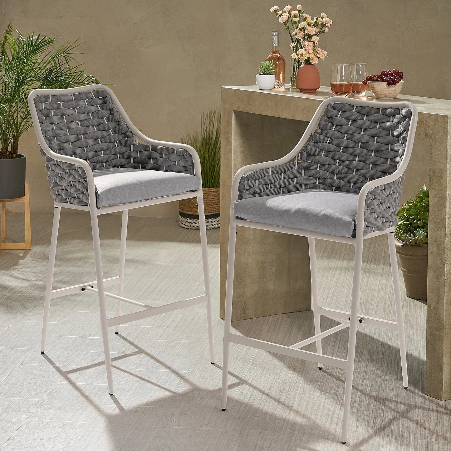 Autumn 2-Piece Outdoor Rope Bar Chairs – Stylish Comfort Built to Last