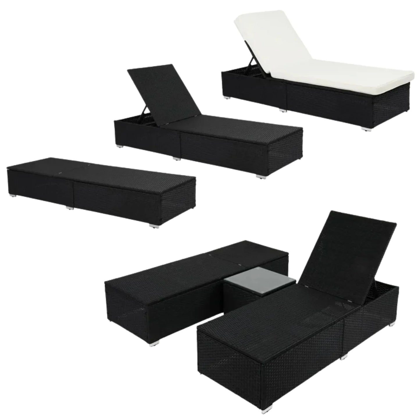 Zinnia Outdoor Wicker Lounge Chairs Set of 2 With Side Table