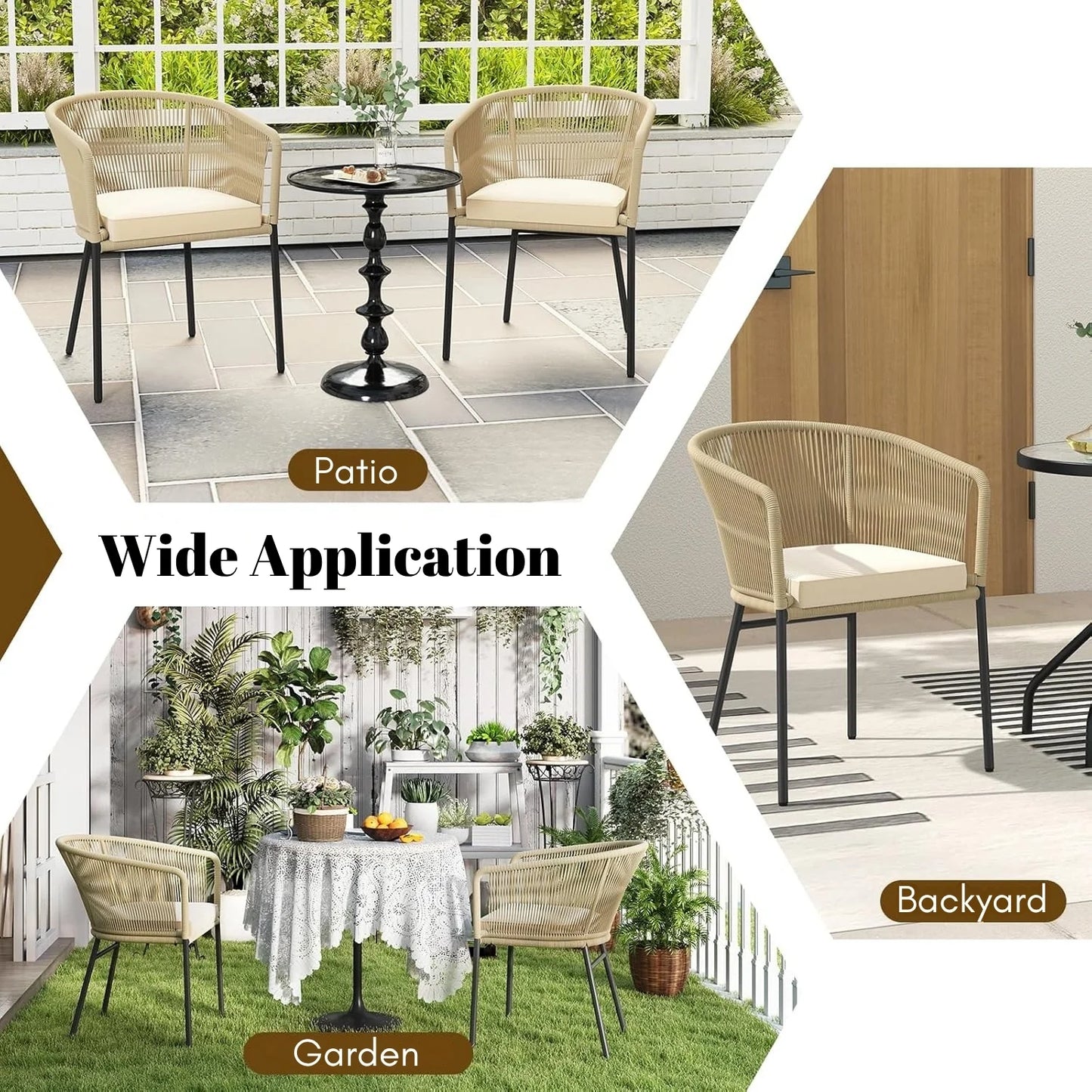 Ruby 4-Piece Outdoor Rope Patio Dining Chairs