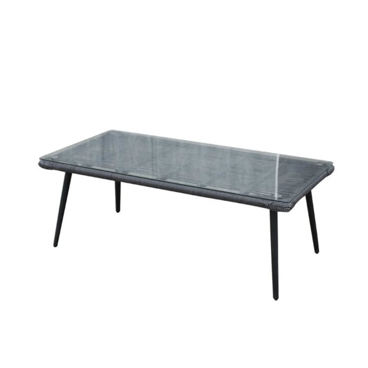 Amirah Outdoor Grey Rope 7-Seater Sofa Set With Glass Top Table