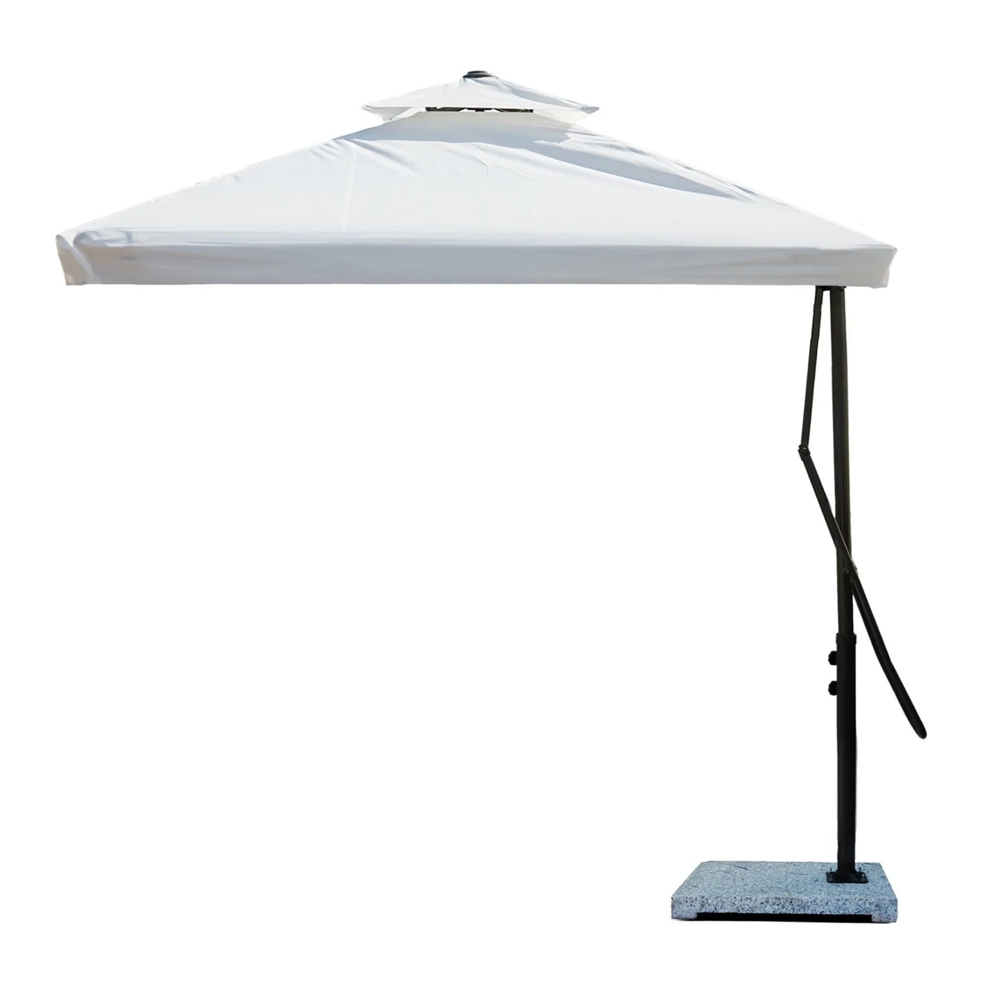 Eshwari 10ft Side Pole Square Shape Outdoor Umbrella With Marble Base (White)