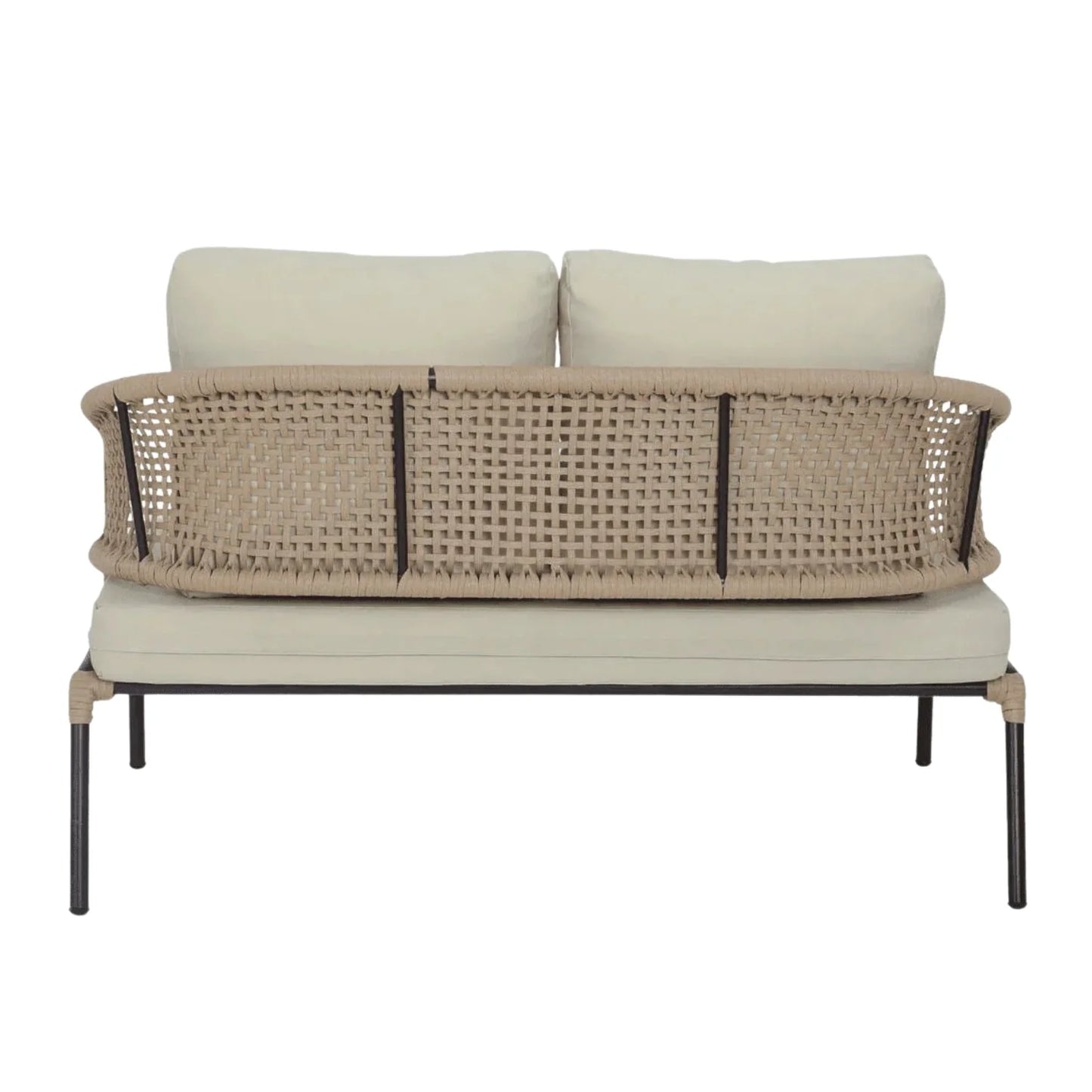 Amaya All-Weather Patio Rope Sofa Set with Glass Top Coffee Table