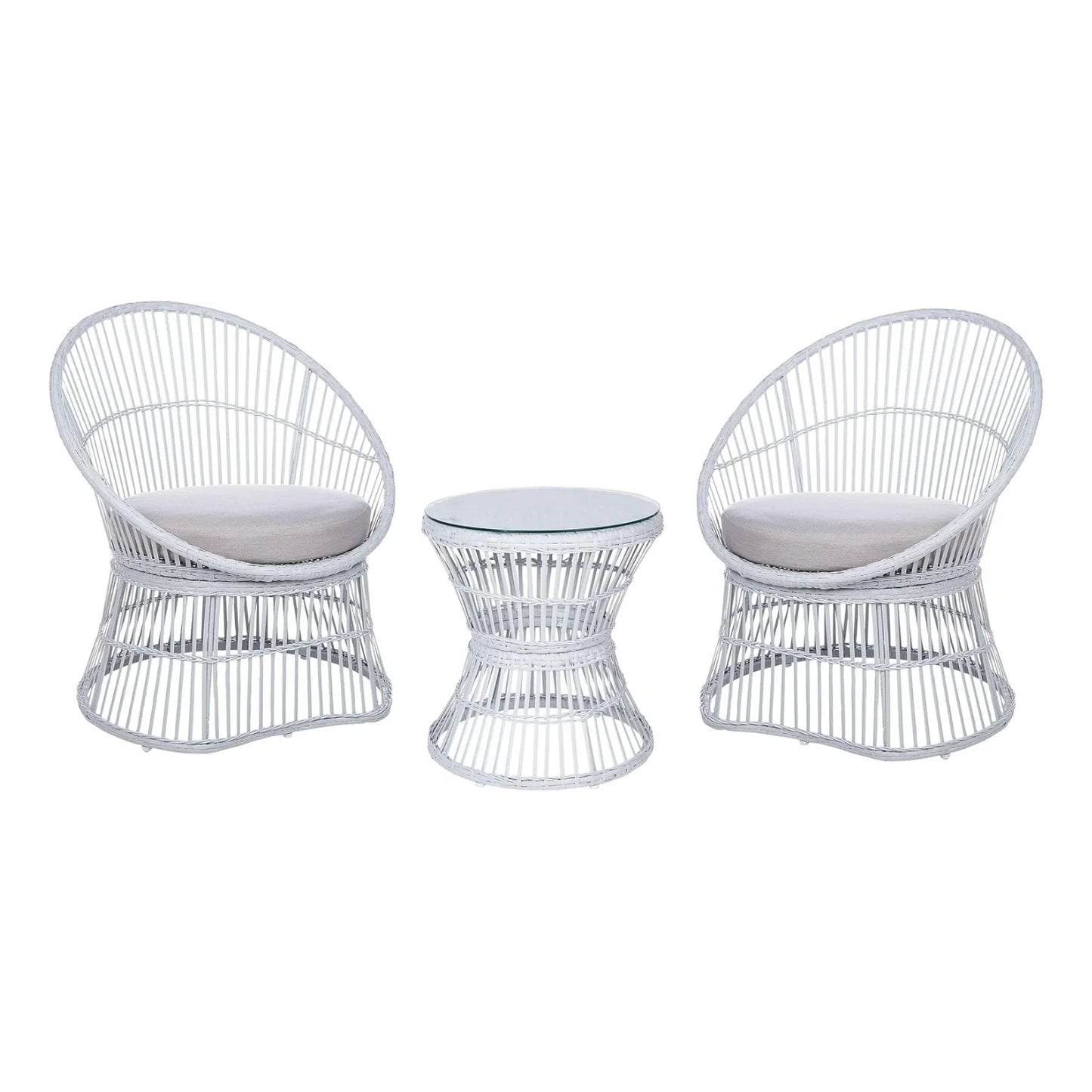 Liora Outdoor Rope Patio Set with Glass Top Table