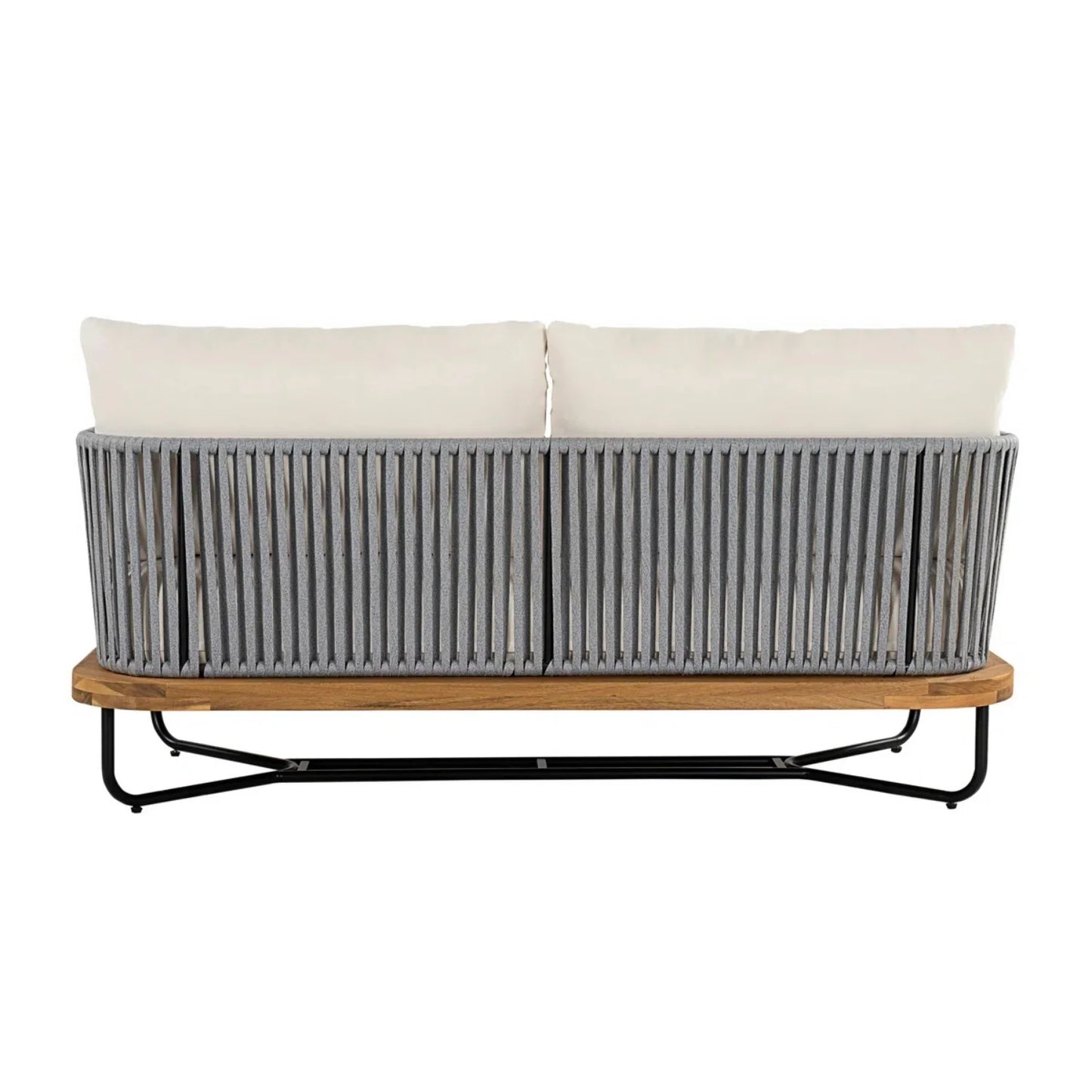 Navisha Outdoor 6-Piece Rope Woven Conversation Sofa Set with Wooden Top Table