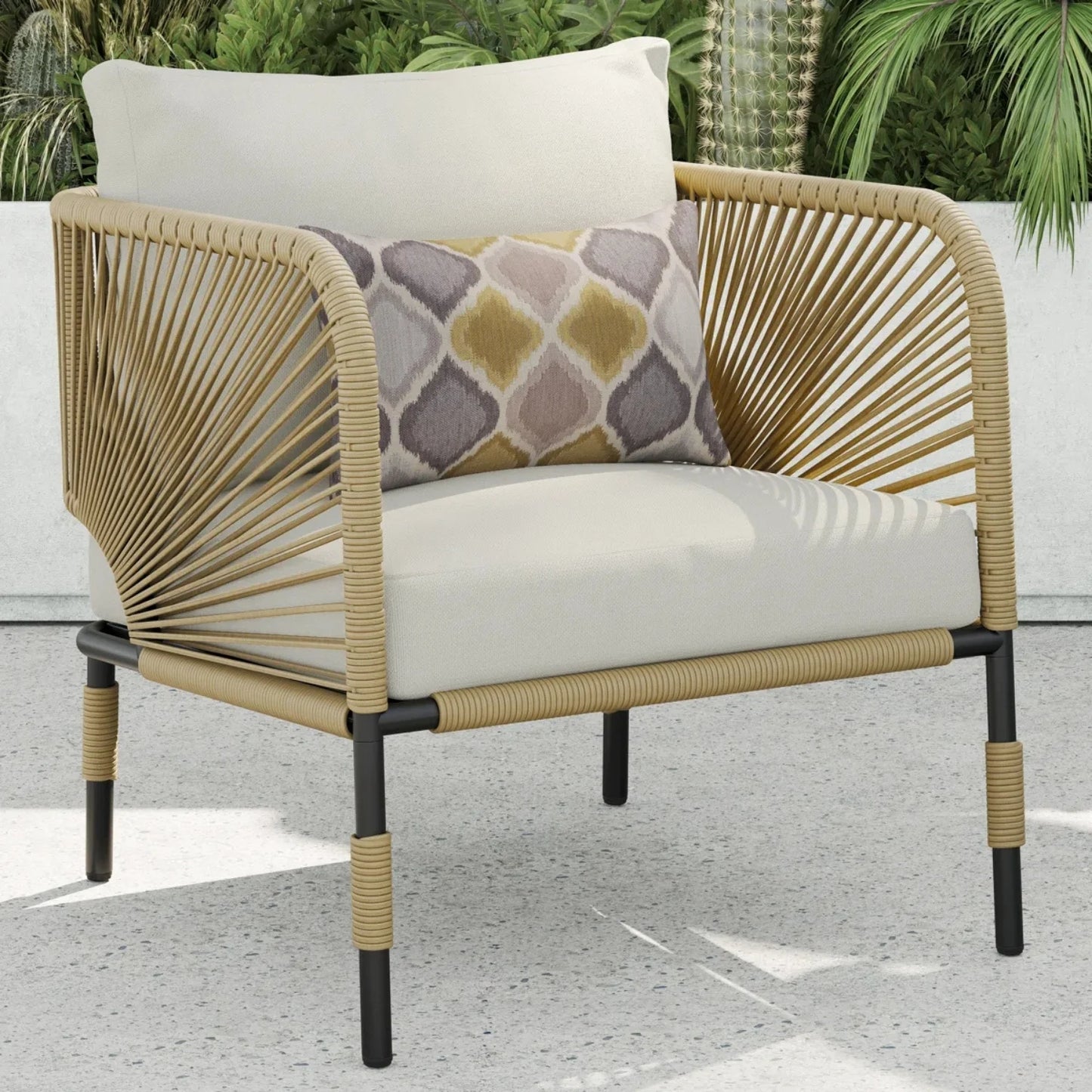 Amoura Outdoor Rope 5-Seater Sofa Set With Glass Top Table