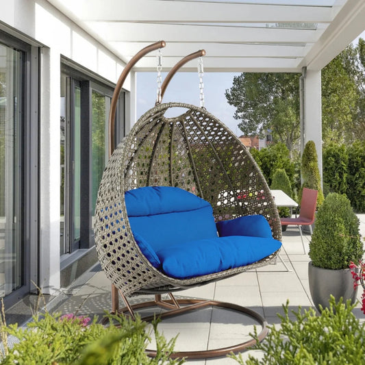 Guo Double Seater Hanging Swing Chair (Dark Brown/Royal Blue)