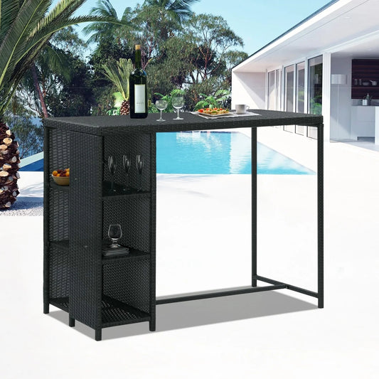 Jacinta Outdoor Rattan Wicker Bar Table with High-Top Design