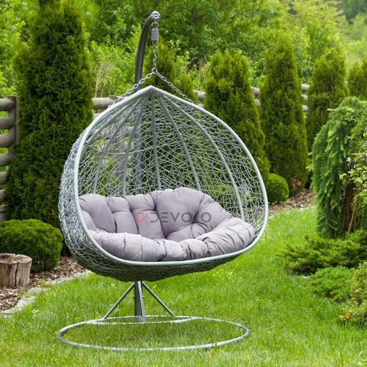 Jiao Double Seater Rattan & Wicker Swing (Grey)