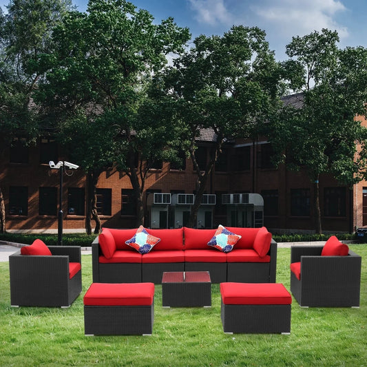 Hadley 6-Piece Outdoor Conversation Set (Black/Red)