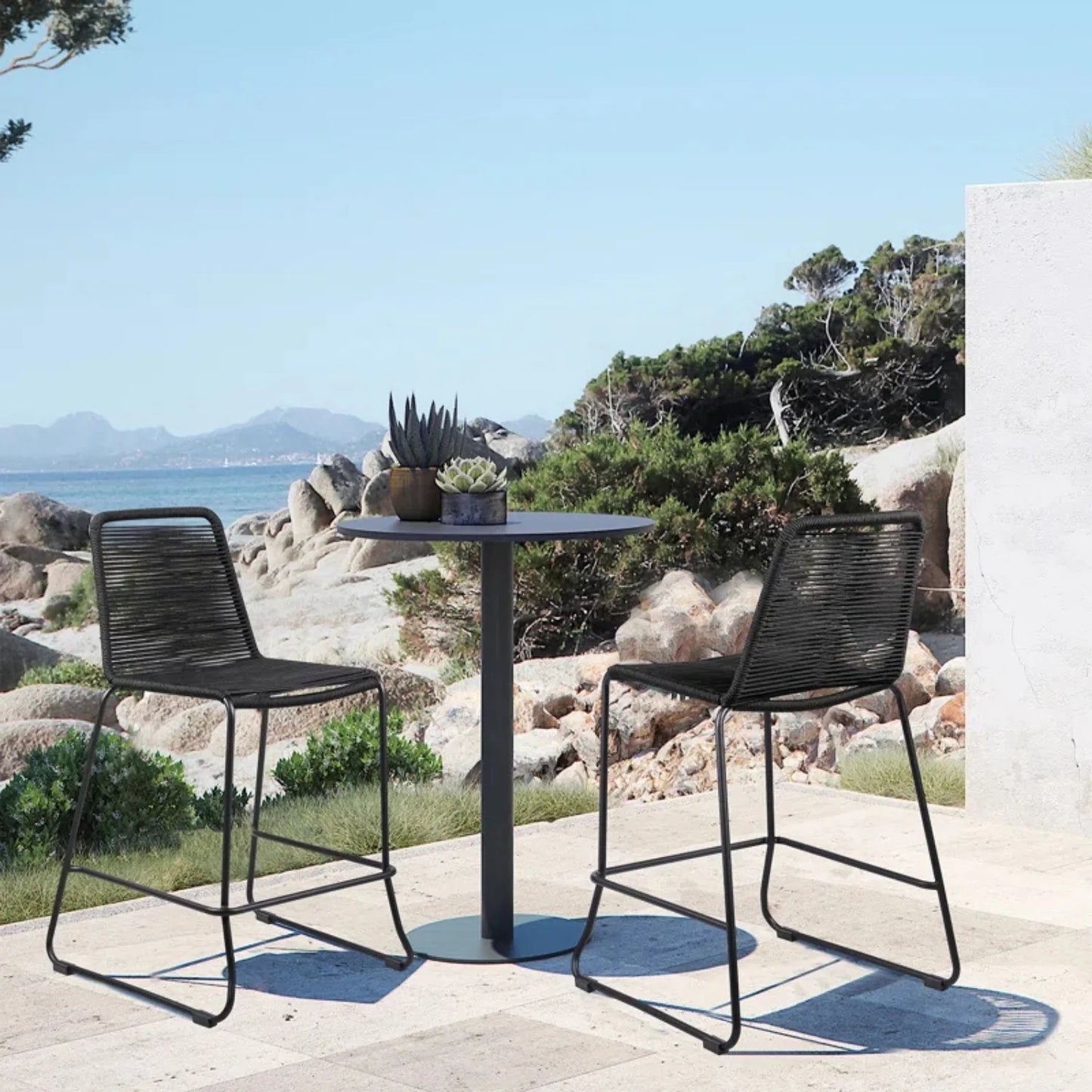 Damini 2-Piece Outdoor Rope Bar Chairs – Stylish Comfort Built to Last