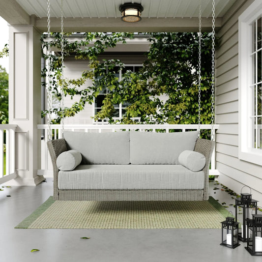 Banke Outdoor Rattan Wicker Hanging Swing Chair with Cushion