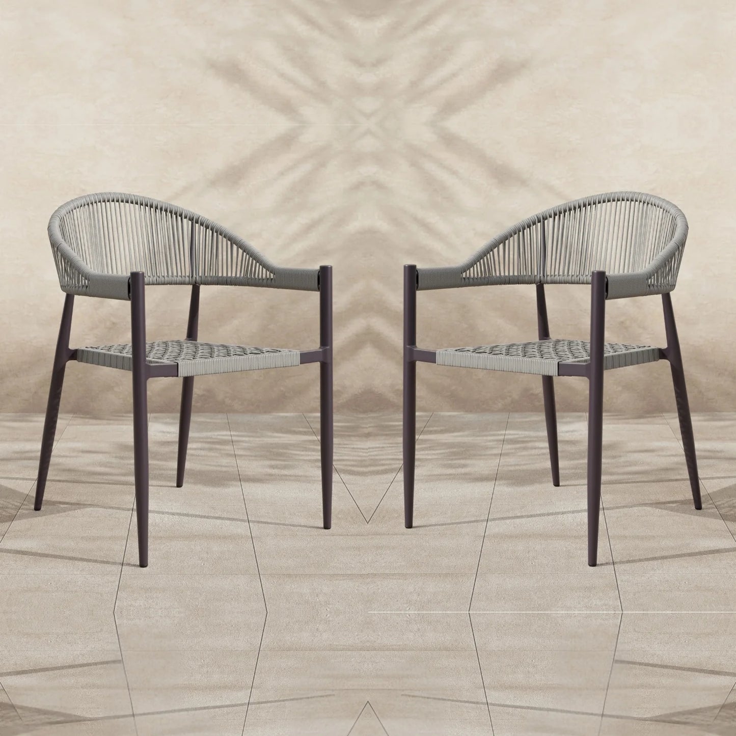 Mrinalini 2-Piece Outdoor Rope Patio Dining Chairs