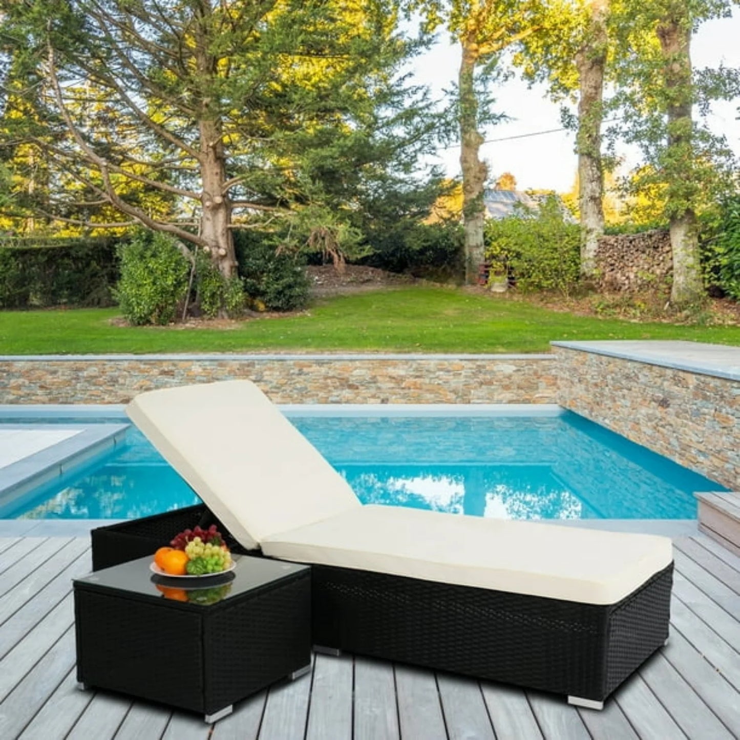 Valkyrie Outdoor Wicker Lounge Chair With Side Table