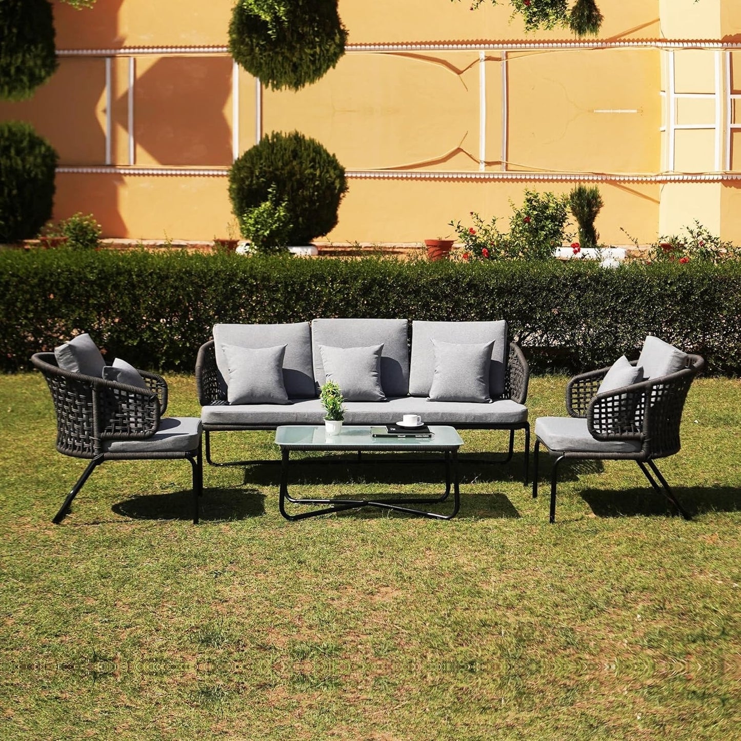 Ishira Outdoor 5 Seater Rope Conversation Sofa Set