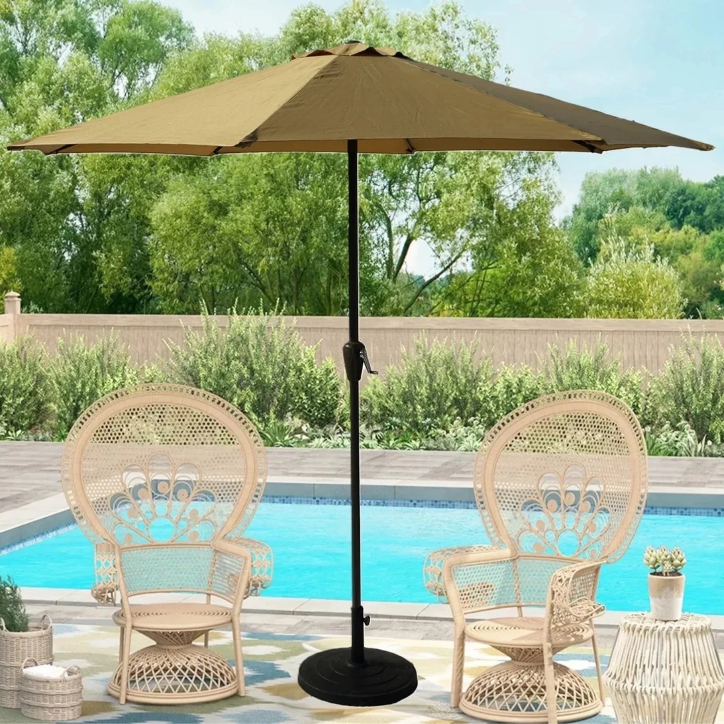 Adwoa 9ft Beige Color Outdoor Patio Umbrella with Centre Pole