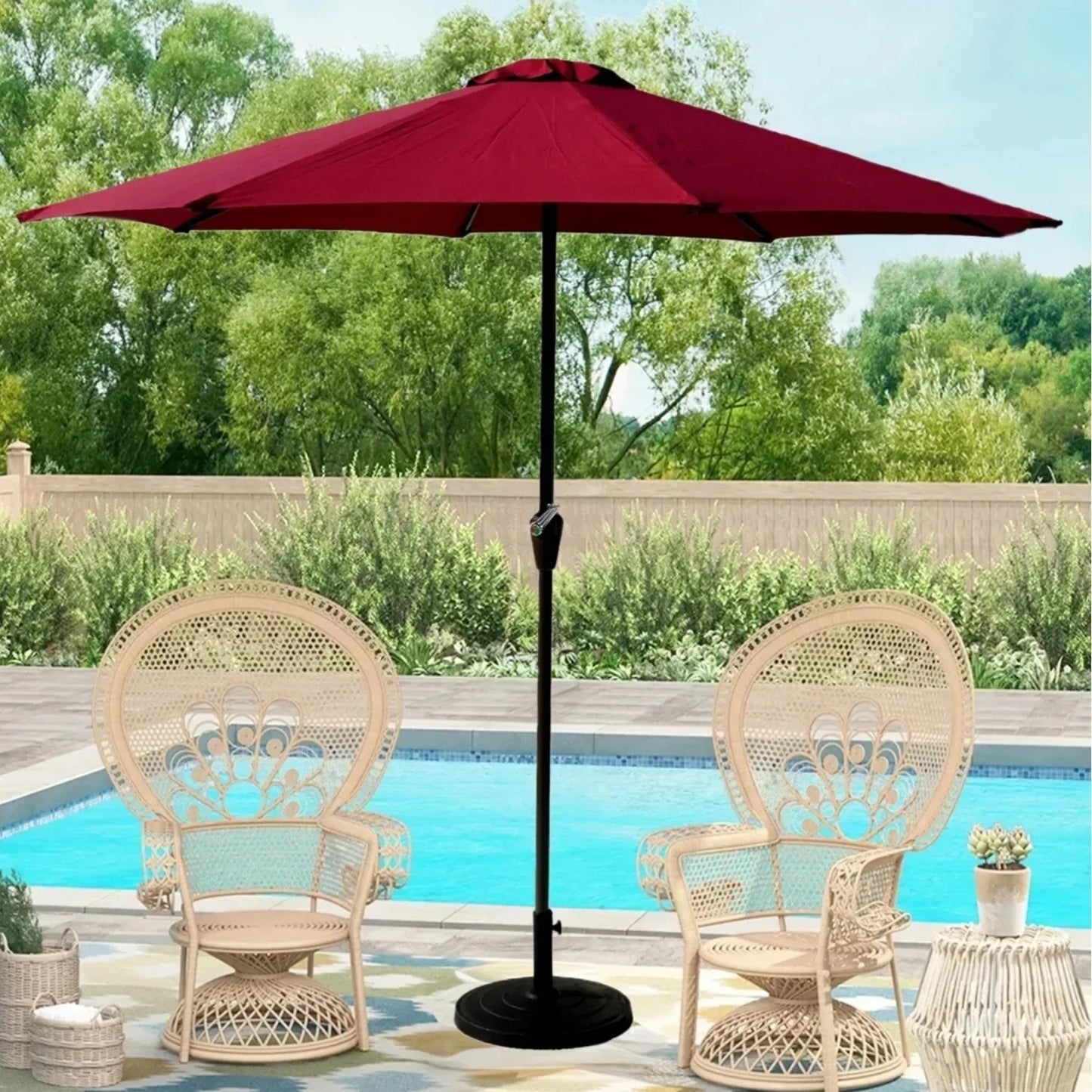 Akua 9ft Red Color Outdoor Patio Umbrella with Centre Pole