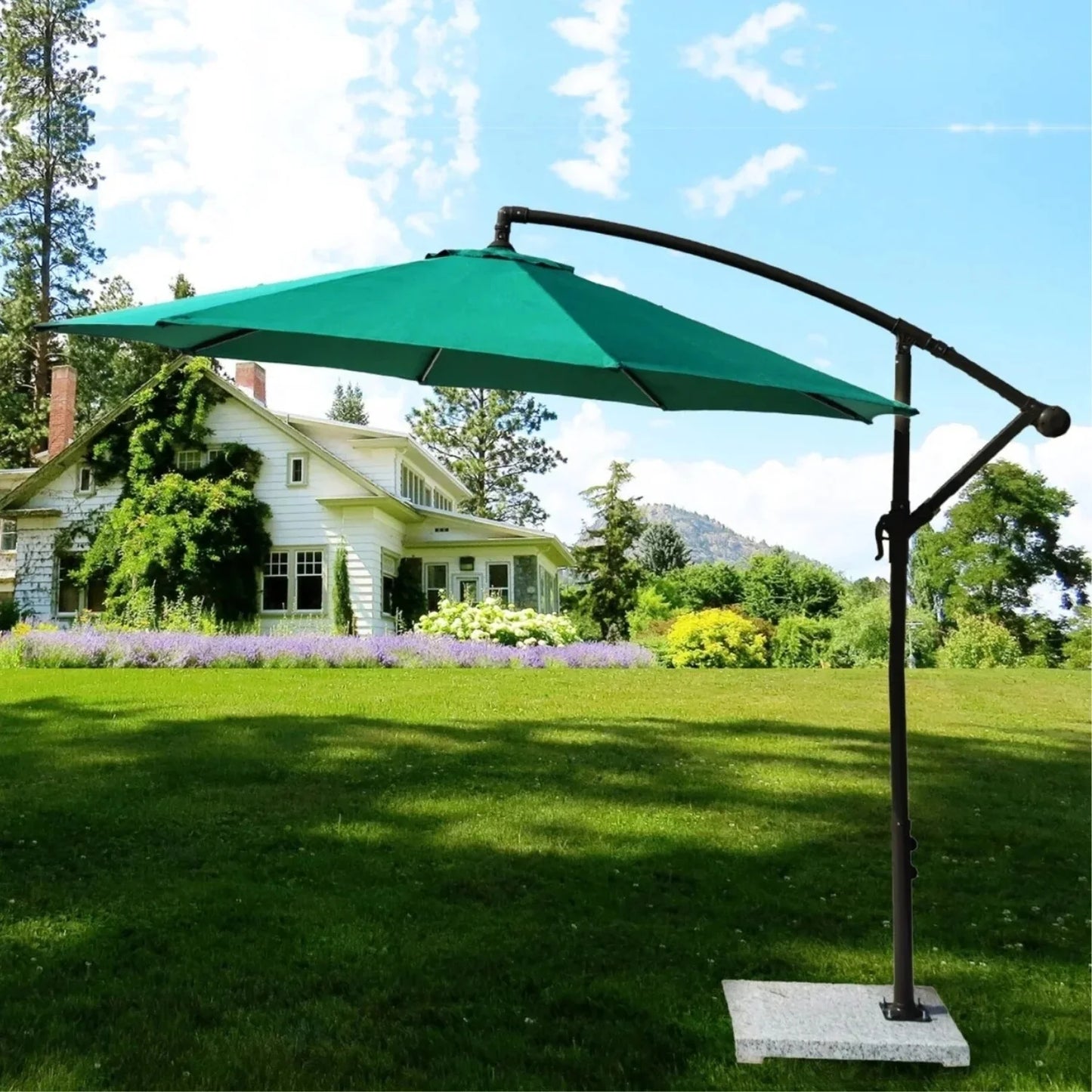 Rutendo 9 Ft Outdoor Offset Cantilever Patio Umbrella with Marble Base