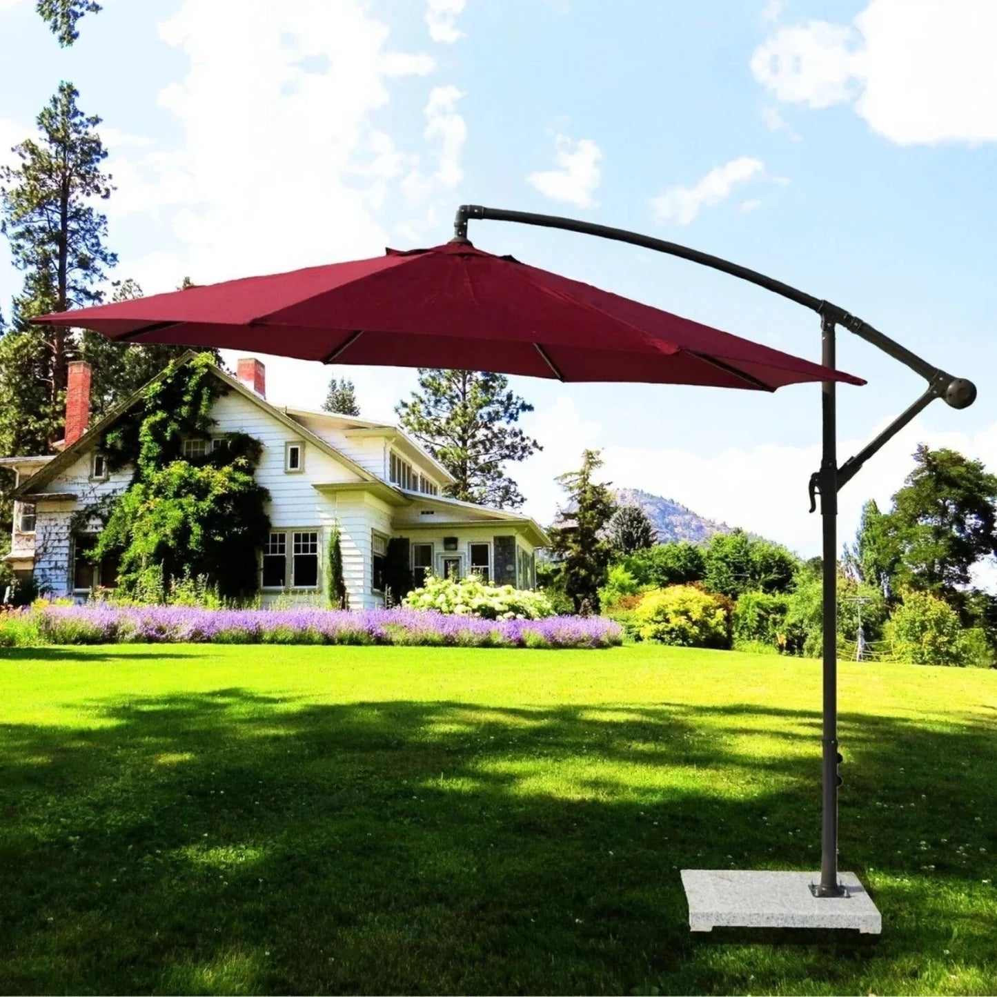 Chipo 9 Ft Outdoor Offset Cantilever Patio Umbrella with Marble Base
