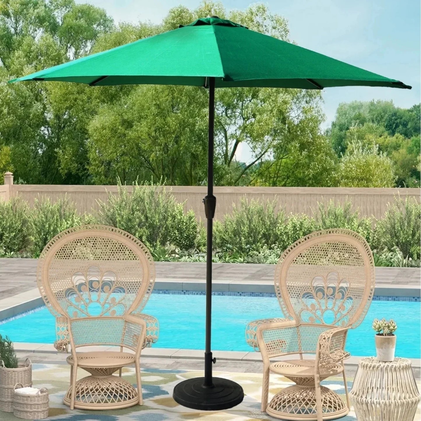 Abena 9ft Green Color Outdoor Patio Umbrella with Centre Pole