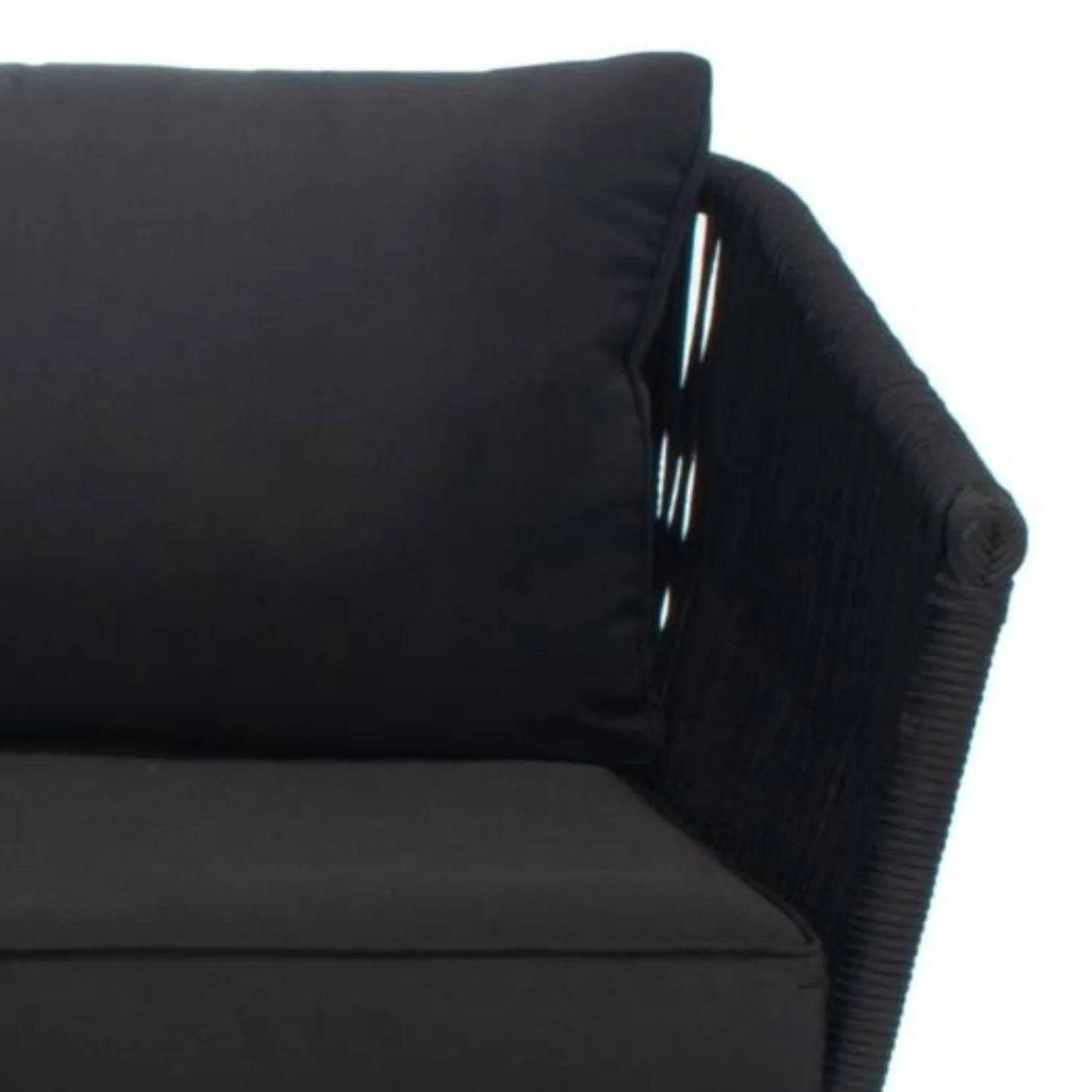 Rasha Outdoor Black Rope L-Shape All Weather Sectional Sofa Set
