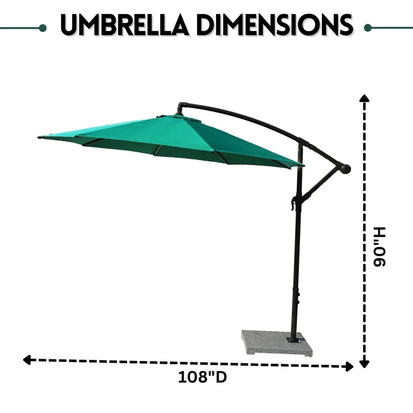 Rutendo 9 Ft Outdoor Offset Cantilever Patio Umbrella with Marble Base