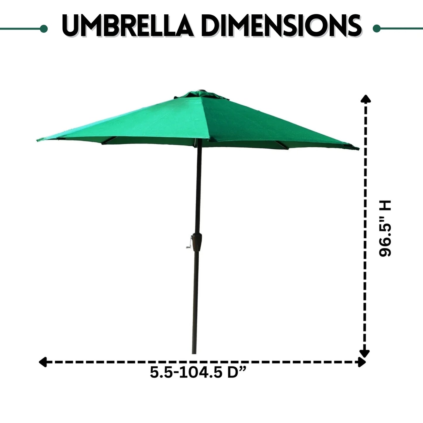 Abena 9ft Green Color Outdoor Patio Umbrella with Centre Pole