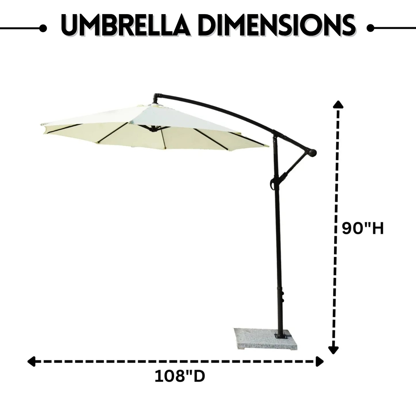 Tinashe 9 Ft Outdoor Offset Cantilever Patio Umbrella with Marble Base