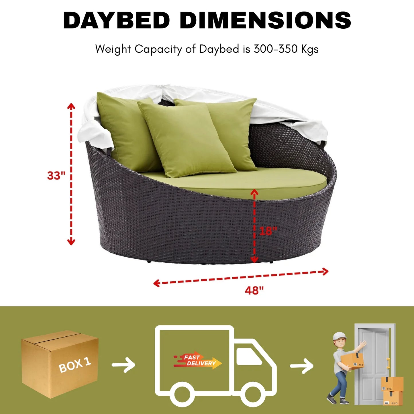 Titilayo Outdoor Rattan Wicker Patio Daybed with Retractable Canopy