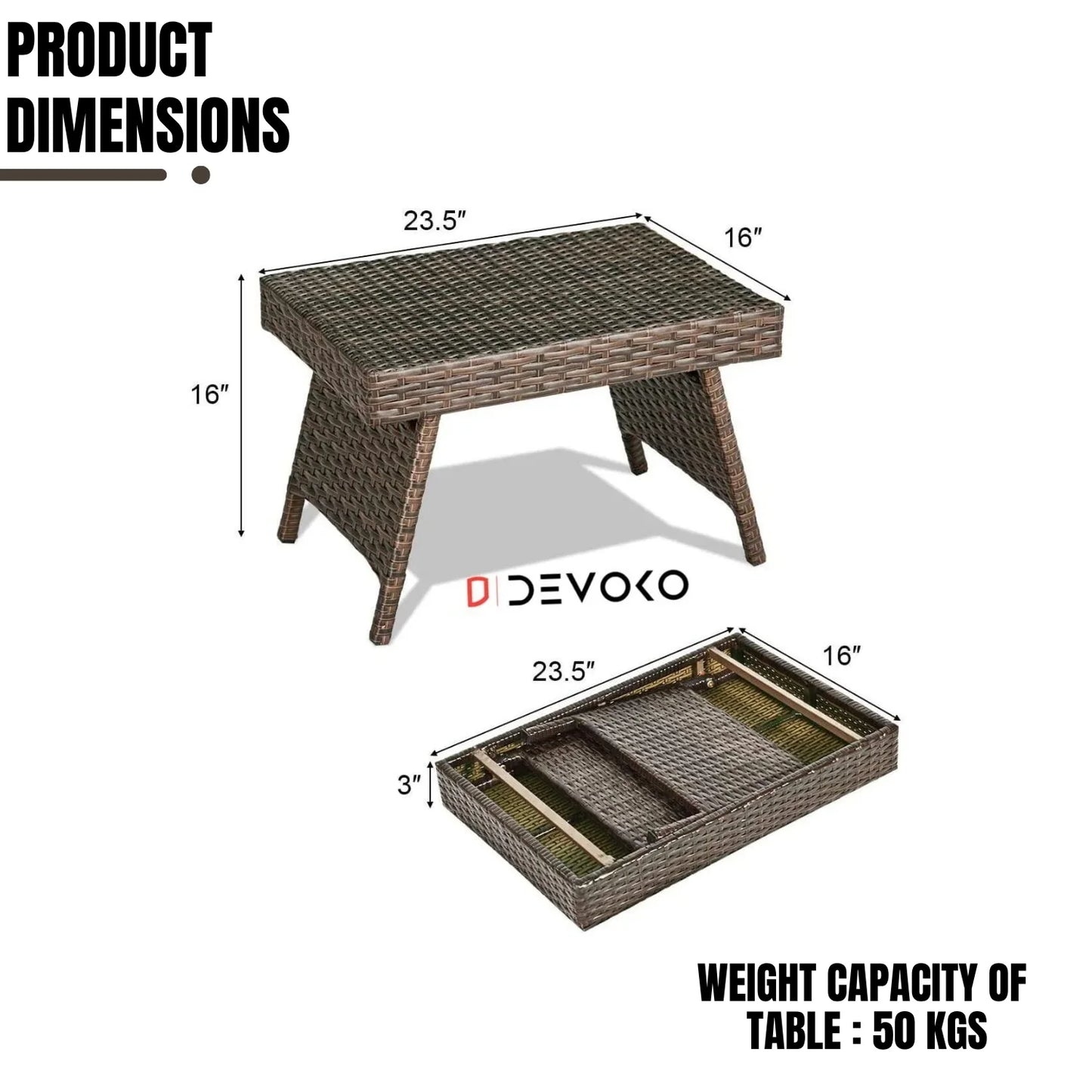 Ayotunde Outdoor Rattan Wicker Foldable Table
