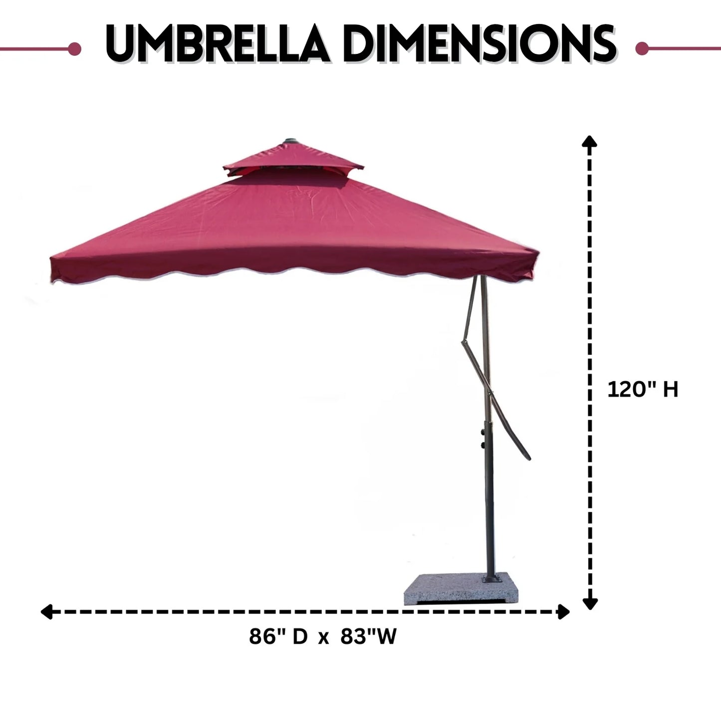 Marta 10ft Side Pole Square Shape Outdoor Umbrella With Marble Base (Red)