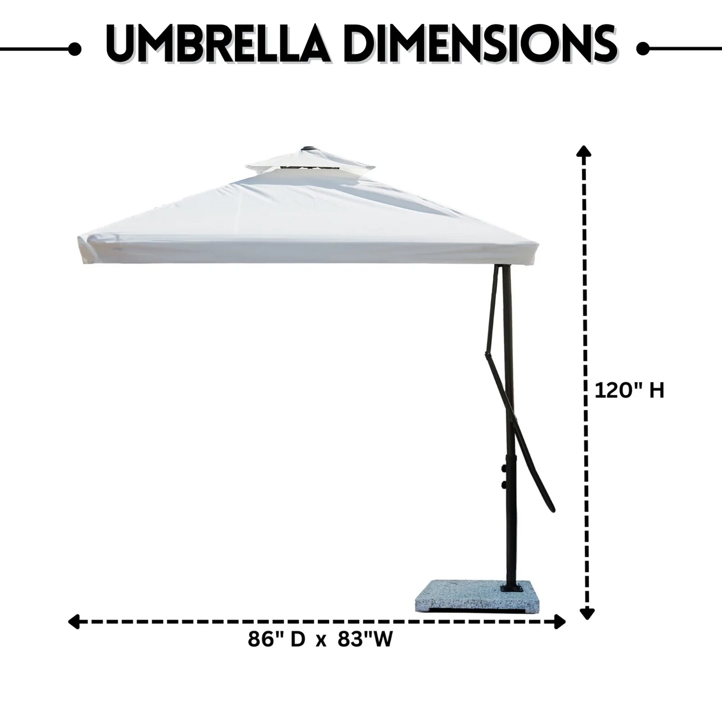 Eshwari 10ft Side Pole Square Shape Outdoor Umbrella With Marble Base (White)