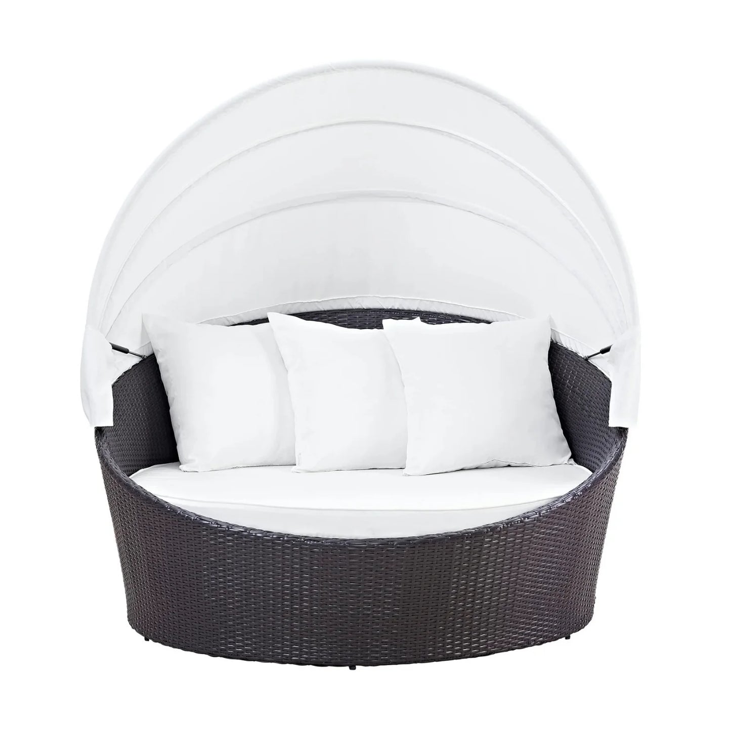 Adama Outdoor Rattan Wicker Patio Daybed with Retractable Canopy