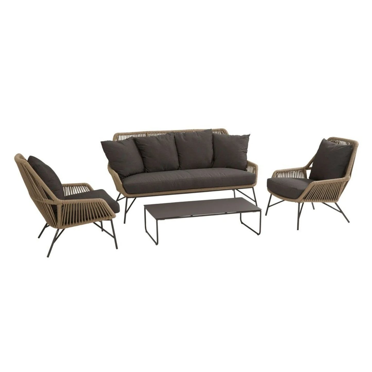 Sophie 4-Piece Outdoor Rope Patio Conversation Loveseat Furniture