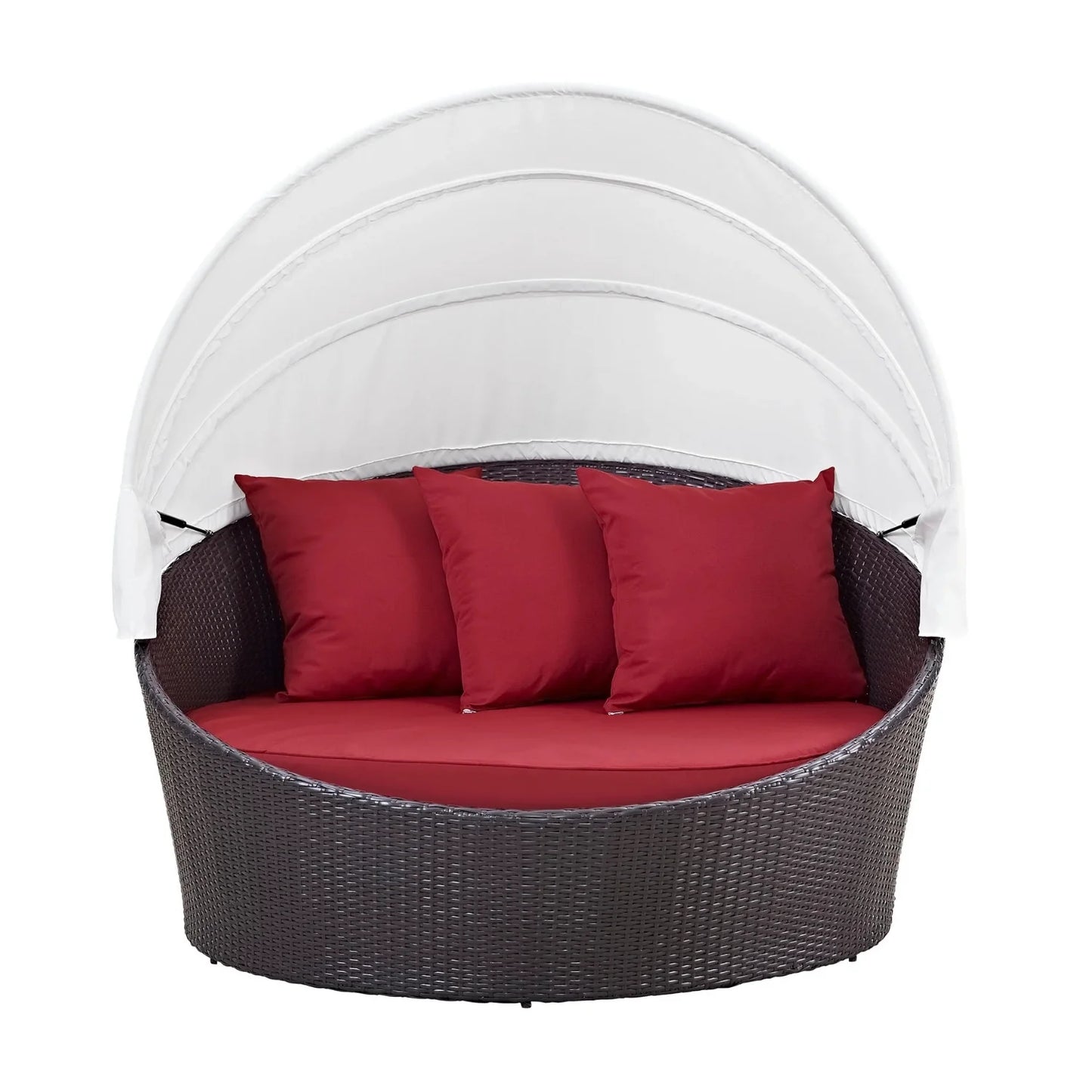 Zikora Outdoor Rattan Wicker Patio Daybed with Retractable Canopy