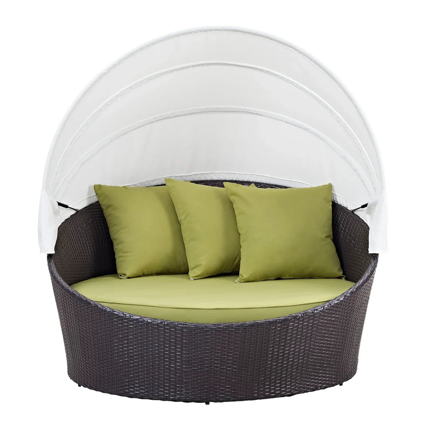 Titilayo Outdoor Rattan Wicker Patio Daybed with Retractable Canopy