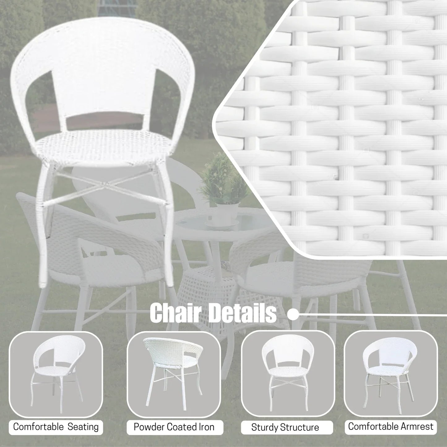 Kennedy 5-Piece Outdoor Rattan Wicker Patio Bistro Set