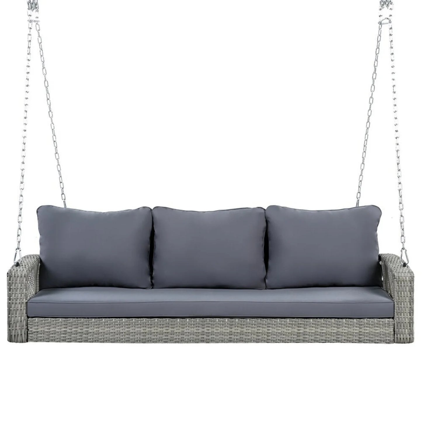 Isolde Outdoor Large HDPE Wicker 3-Person Porch Swing