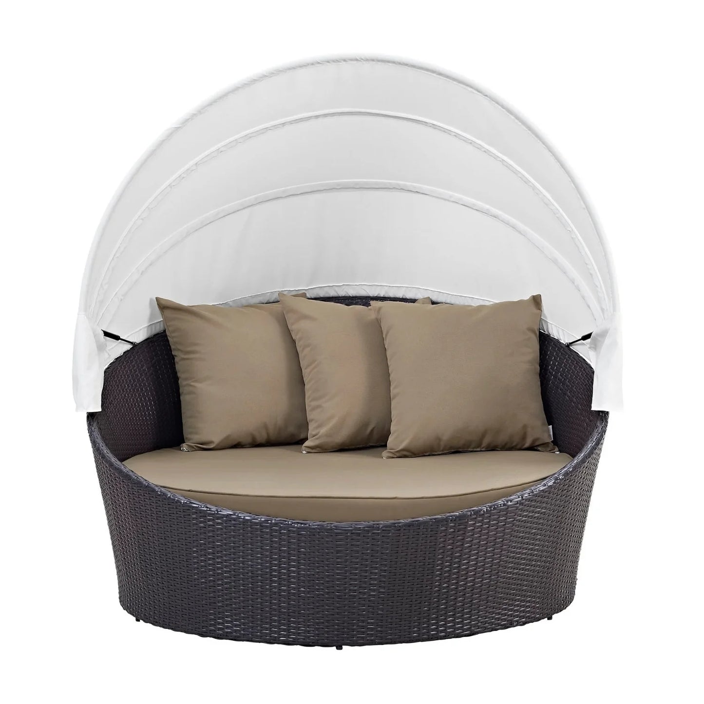 Yetunde Outdoor Rattan Wicker Patio Daybed with Retractable Canopy