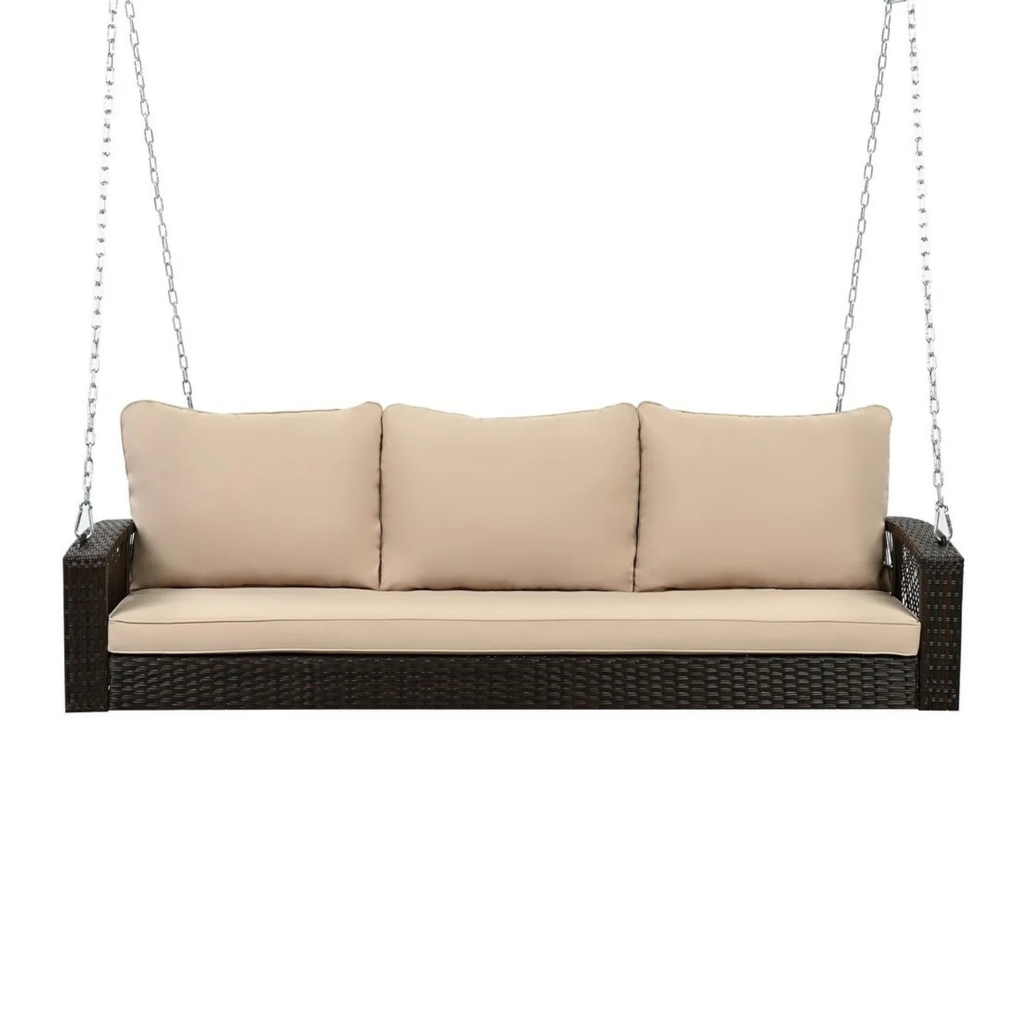 Hortense Outdoor Large HDPE Wicker 3-Person Porch Swing