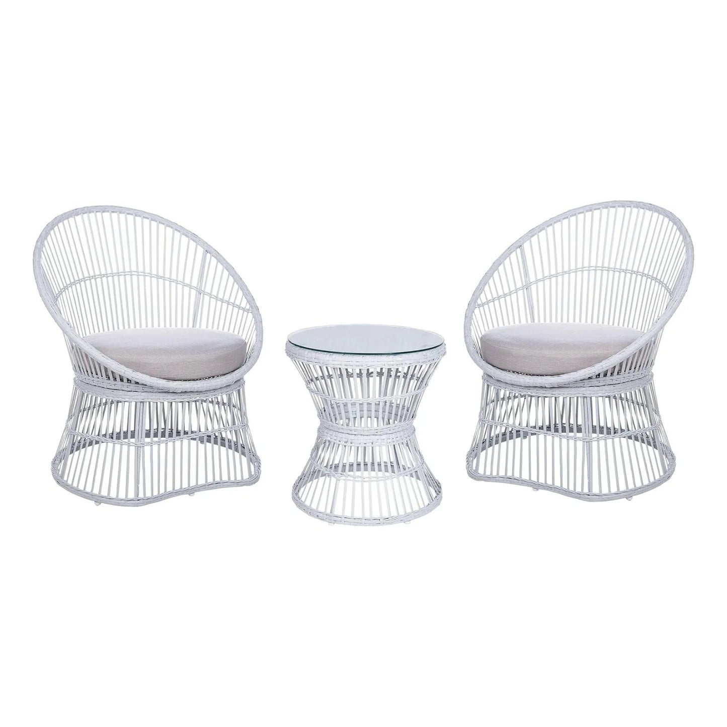 Liora Outdoor Rope Patio Set with Glass Top Table