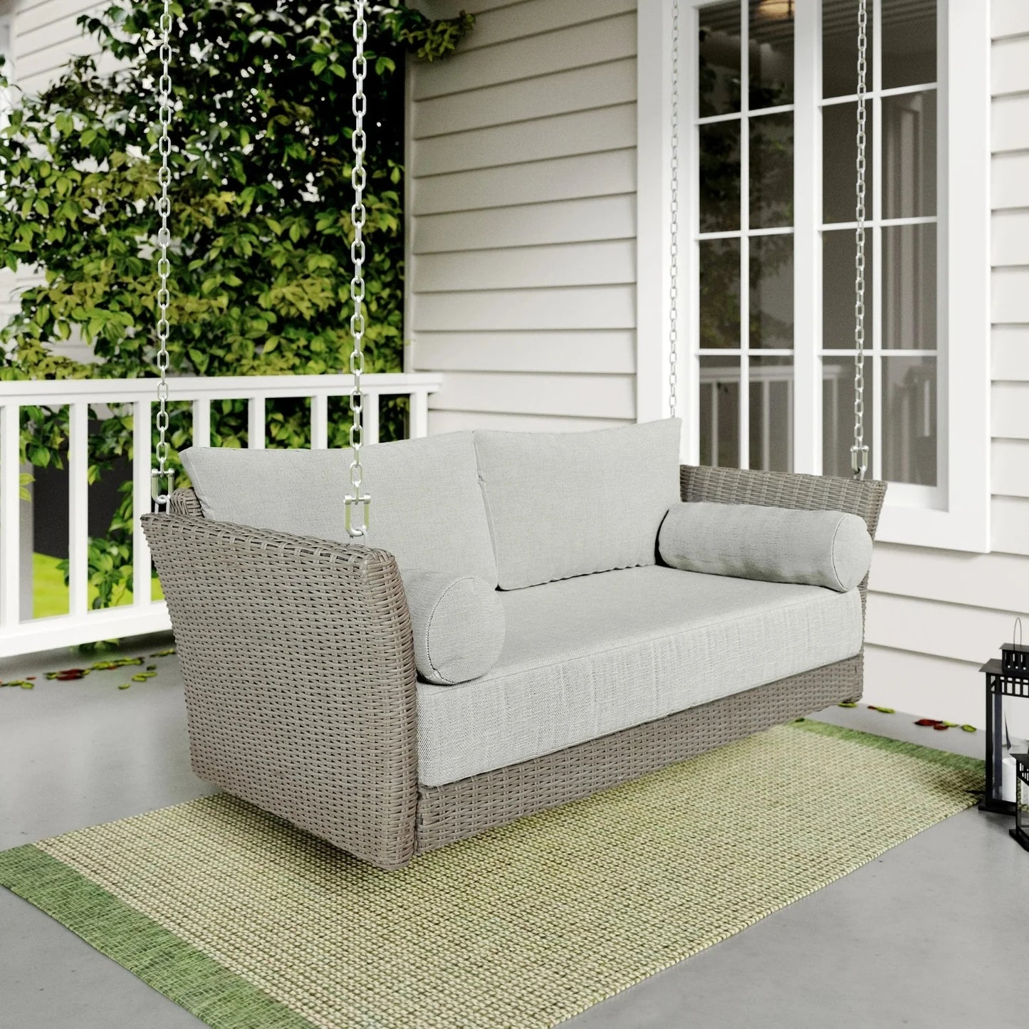 Banke Outdoor Rattan Wicker Hanging Swing Chair with Cushion