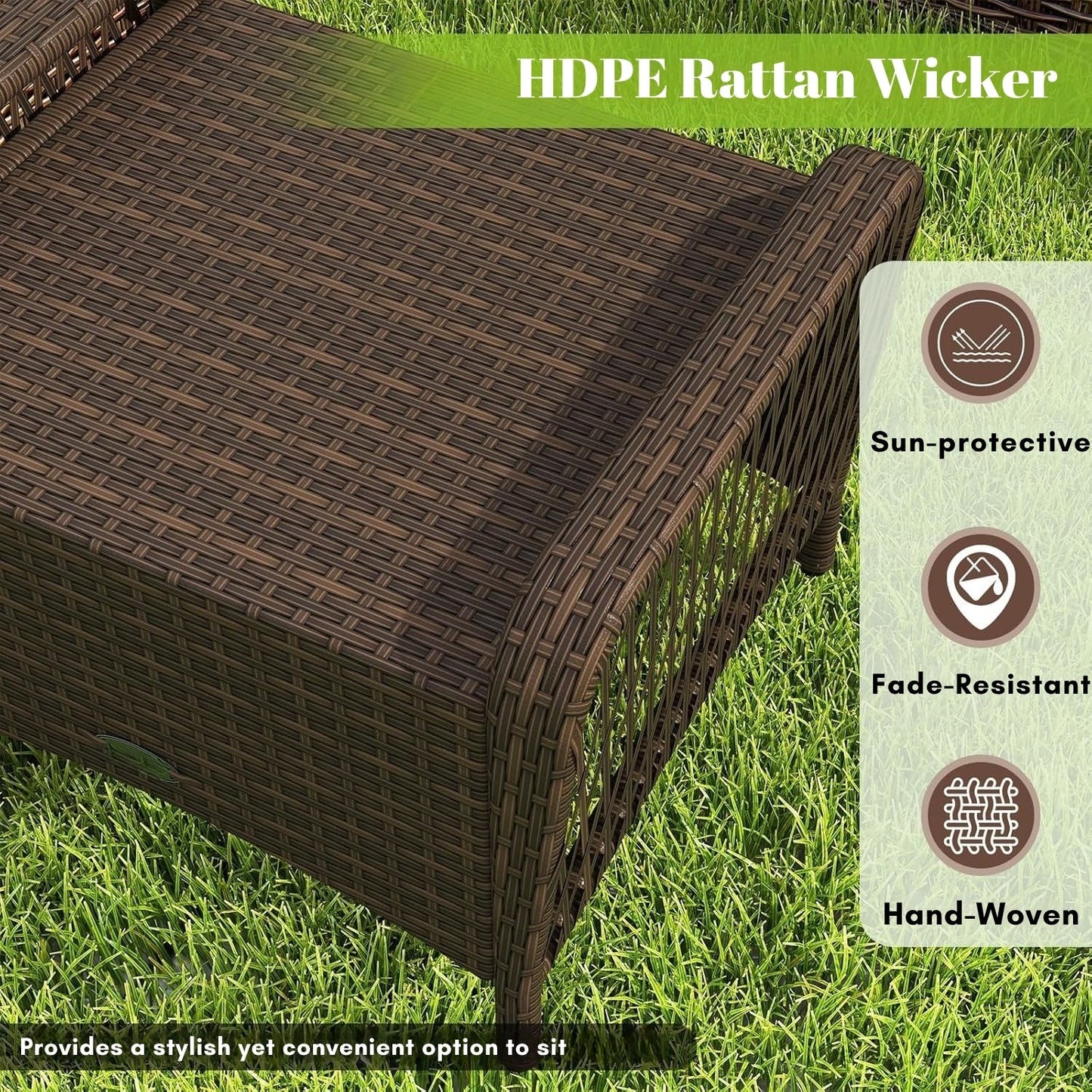 Bhavya 2-Piece Outdoor Rattan Wicker Ottoman Set