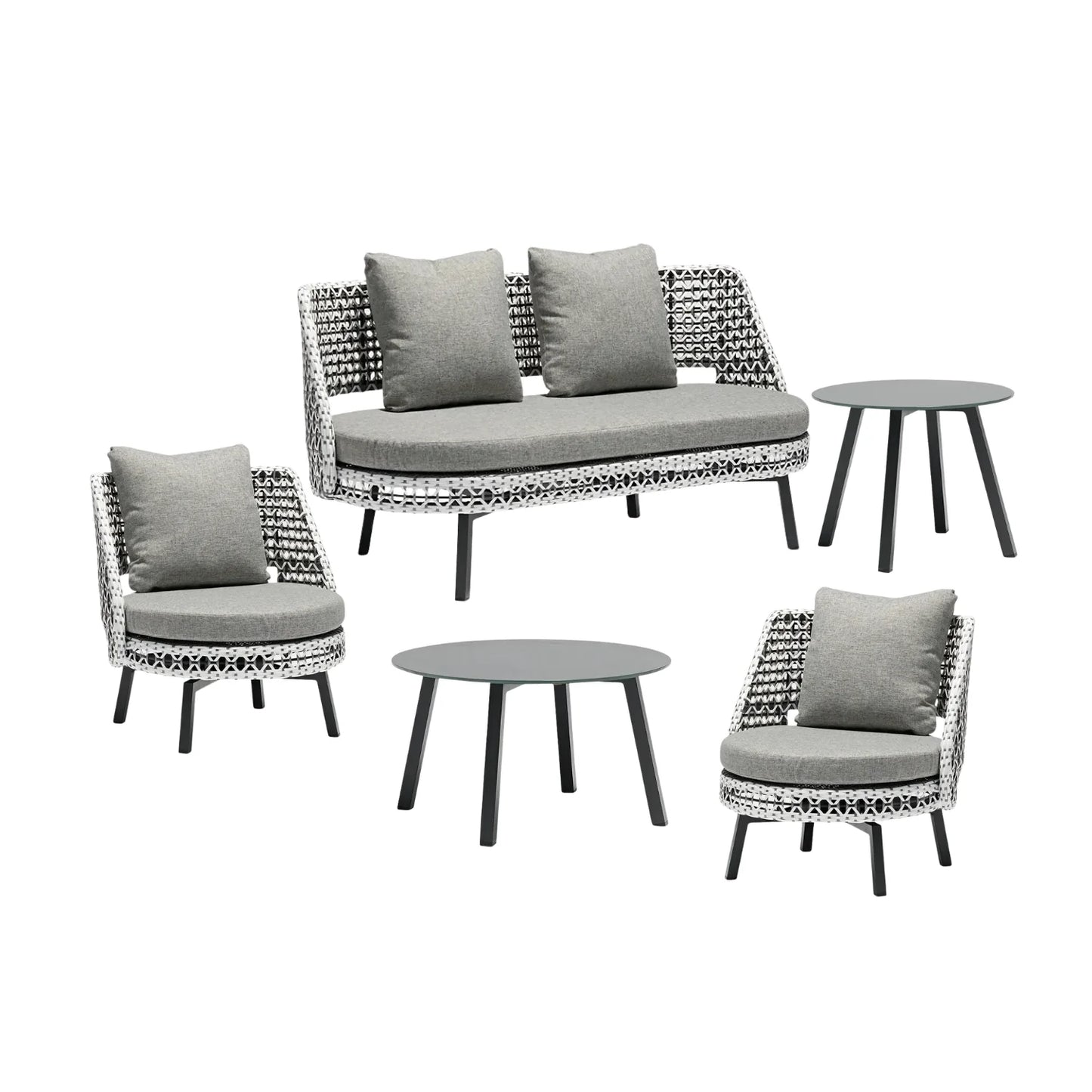 Lujayn Outdoor Double Tone Rattan Wicker Sofa Set