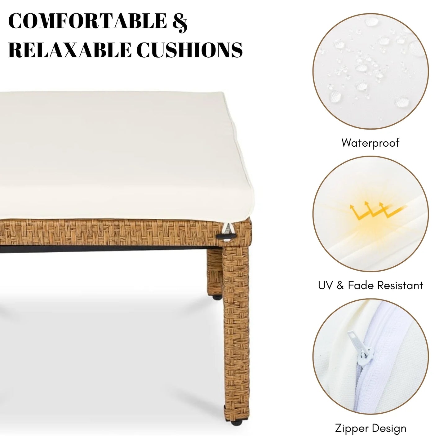 Liyana Set of 2 Wicker Ottomans, Multipurpose Outdoor Furniture